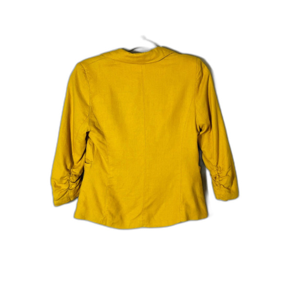 Jules & Leopold Mustard Yellow Blazer Fall Tailored Casual Small Petite Gathered - Picture 3 of 11
